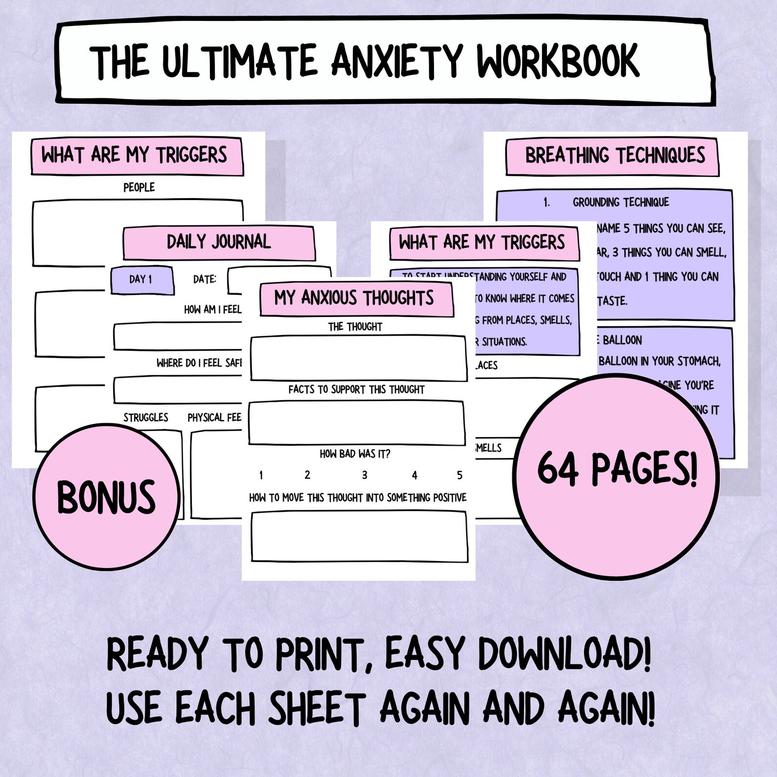 The Ultimate Anxiety Workbook Printable Version Etsy