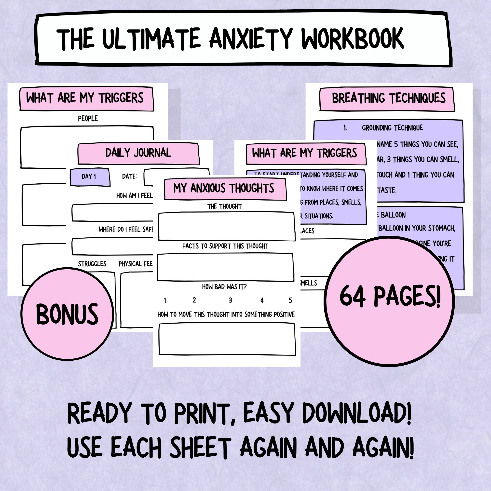 The Ultimate Anxiety Workbook Printable Version - Etsy