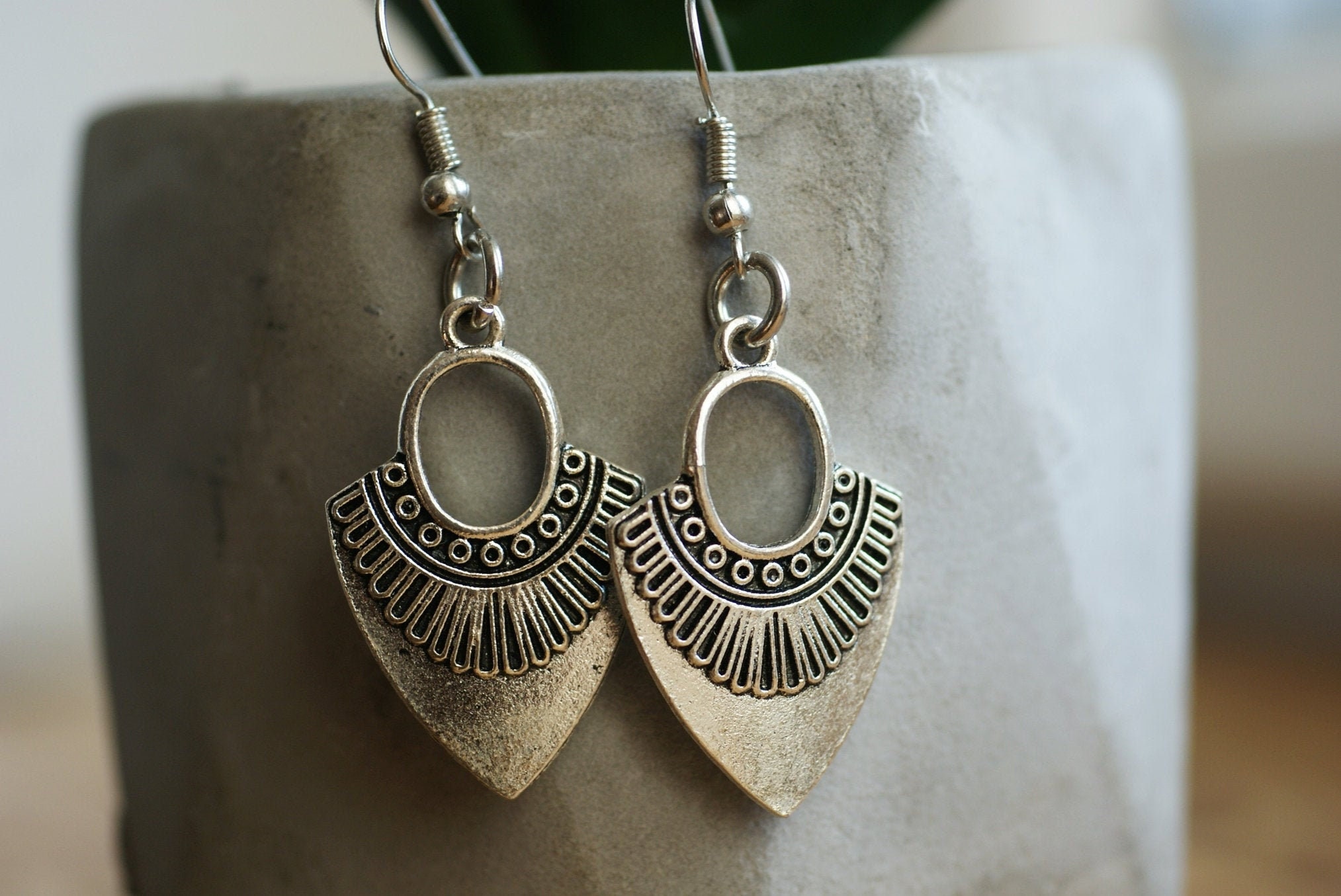 Silver ethnic tribal earrings Gypsy earrings ethnic earrings Etsy