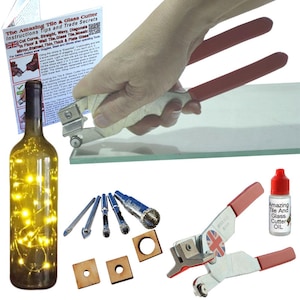 Glass Cutting Kit 1 Glass Drill Bits for Drilling Holes in Wine Bottles and Glass Blocks to make Wine Bottle Lamps and Bottle Bird Feeders