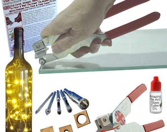 Kit de corte de vidrio 1 broca para vidrio para perforar agujeros en botellas de vino y bloques de vidrio para hacer lámparas de botellas de vino y comederos para pájaros en botellas