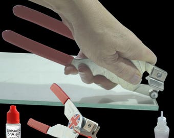 Cortador de vidrio para zurdos Fabricado en el Reino Unido Herramienta para cortar vidrio con aceite para cortar vidrio Corta azulejos de vidrio y placas de cuarto Vidrio grueso y espejo