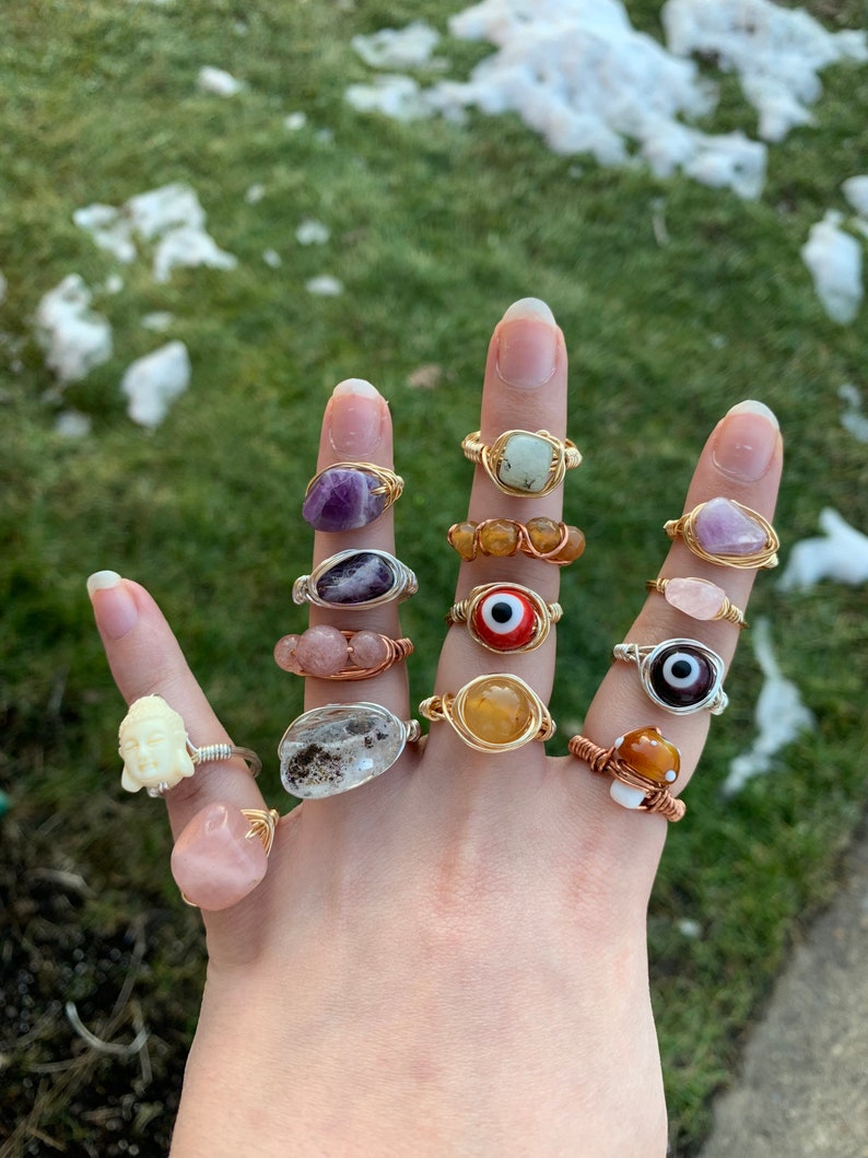 Crystal /& Bead Wired Rings