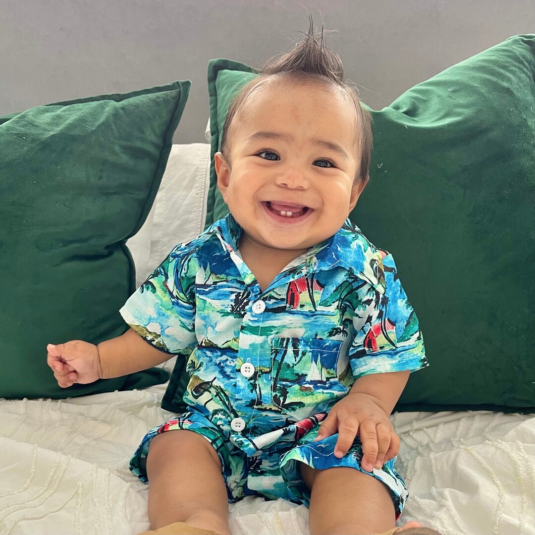 Baby Boy Girl Hawaiian Romper Infant Boy Luau Outfit Beach / Vacation