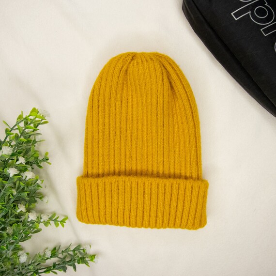 Yellow knit beanie toddler/kid beanie toddler boy fall Etsy