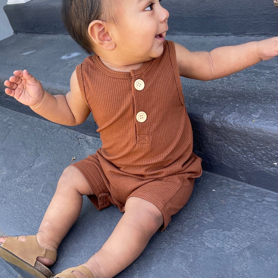 Baby Boy Girl Ribbed Romper Infant Jumpsuit Boho Etsy