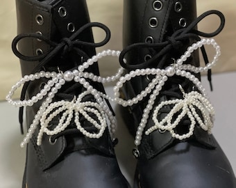Shoe decoration boots pearl bow for sneakers bow wedding accessory pearl trim sneaker pearl bridal bow pearl tassel sneaker pearl bow shoe