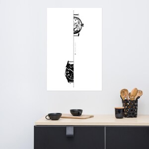 Watch Wall Art Horology Print Minimalist Technical Watch Movement Illustration Draw Mechanical Timepiece Engineering Poster Digital download image 12