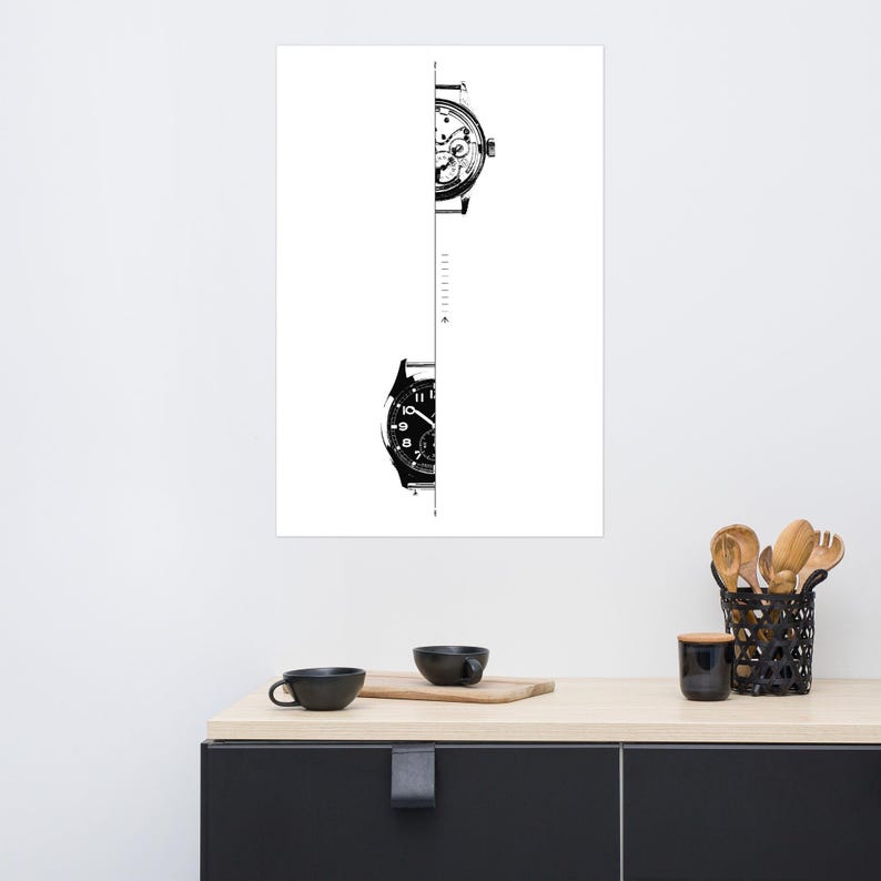 Watch Wall Art Horology Print Minimalist Technical Watch Movement Illustration Draw Mechanical Timepiece Engineering Poster Digital download image 12