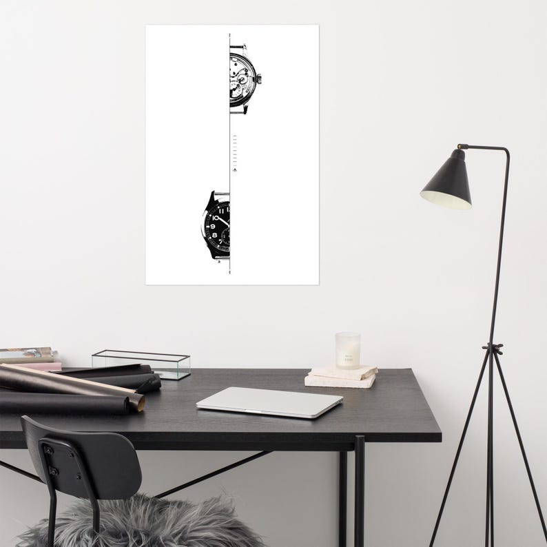 Watch Wall Art Horology Print Minimalist Technical Watch Movement Illustration Draw Mechanical Timepiece Engineering Poster Digital download image 9