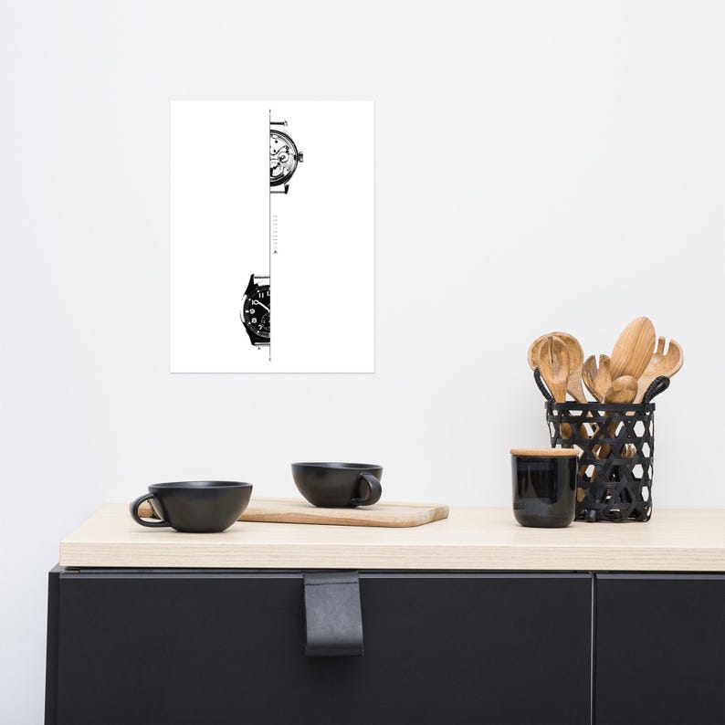 Watch Wall Art Horology Print Minimalist Technical Watch Movement Illustration Draw Mechanical Timepiece Engineering Poster Digital download image 15