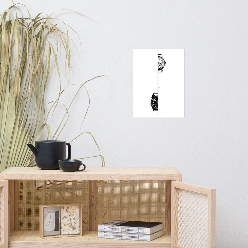 Watch Wall Art Horology Print Minimalist Technical Watch Movement Illustration Draw Mechanical Timepiece Engineering Poster Digital download image 6