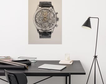 Mechanical Watch Illustration gift for watch collector Technical Drawing  Art Wall Home Office Masculine Gift Idea Watch Print Chronograph