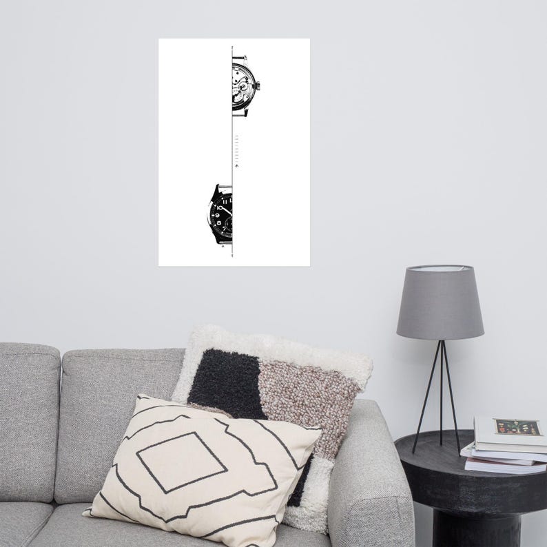 Watch Wall Art Horology Print Minimalist Technical Watch Movement Illustration Draw Mechanical Timepiece Engineering Poster Digital download image 10