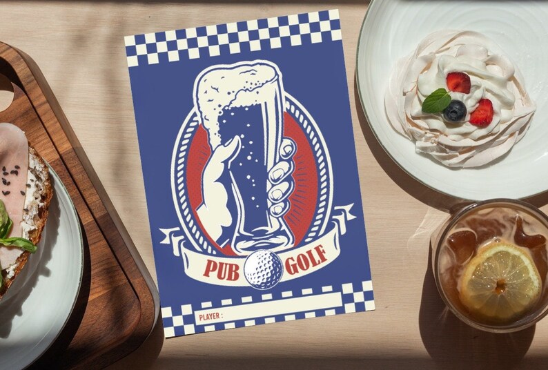 Pub Golf Score Card Golf Birthday Card Bar Golf Score Pub Golf Etsy