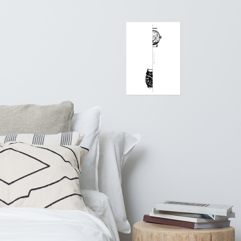 Watch Wall Art Horology Print Minimalist Technical Watch Movement Illustration Draw Mechanical Timepiece Engineering Poster Digital download image 8