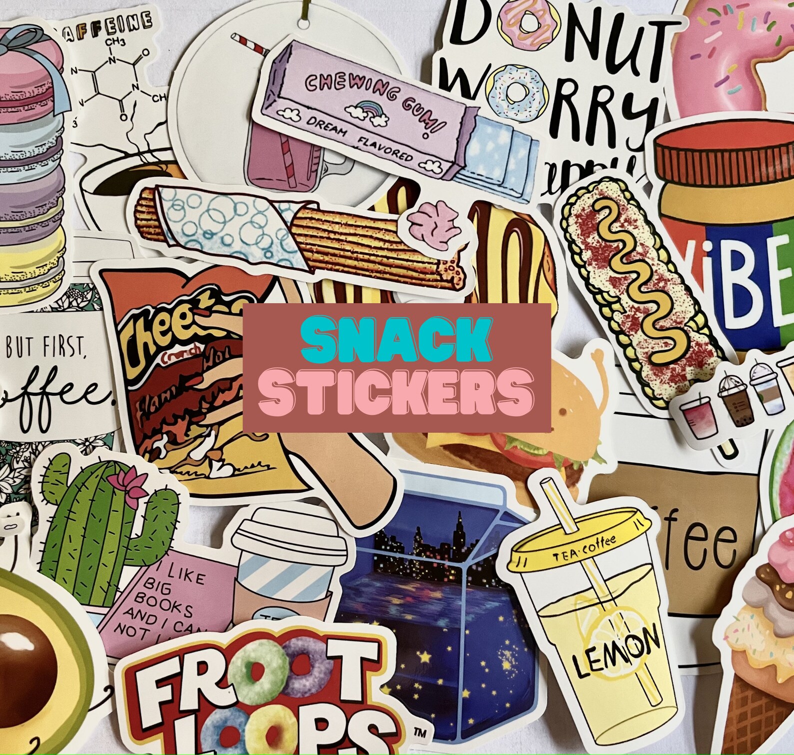 Snack Stickers Pack Food Stickers Foodie Stickers Coffee | Etsy