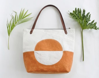 The 'Manhattan' Laptop Everyday Tote- Recycled sailcloth and waxed canvas