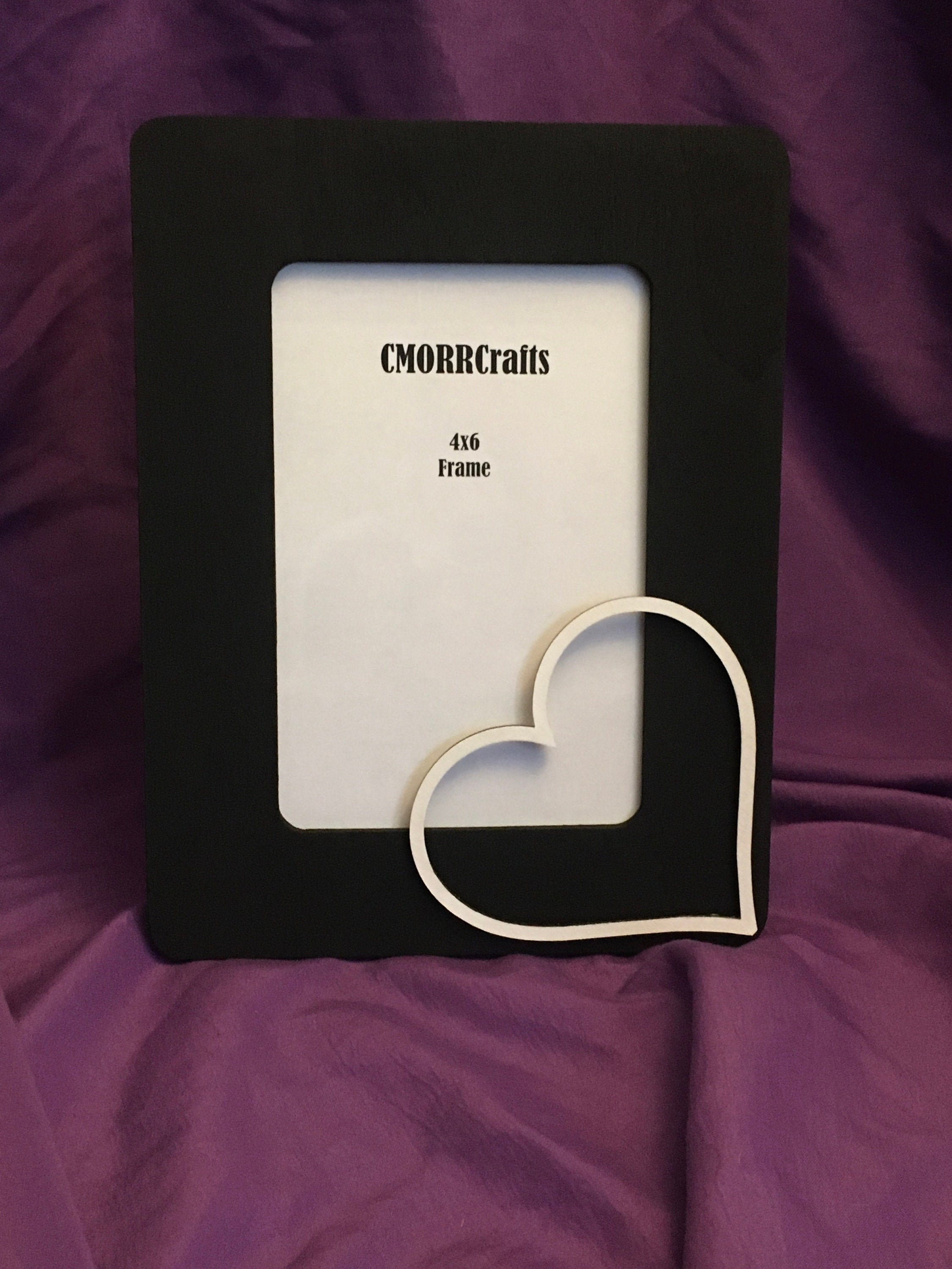 Black and white heart wooden picture frame 4x6 Etsy