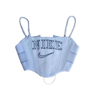 Blue Nike Custom Spell Out Corset Top | y2k | vintage | bustier | rework |  retro | 90s | 2000s