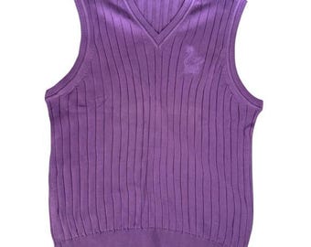 Vintage des années 90 Bobby Jones Lavender Golf coton tricot gilet pour hommes Sz L Deadstock