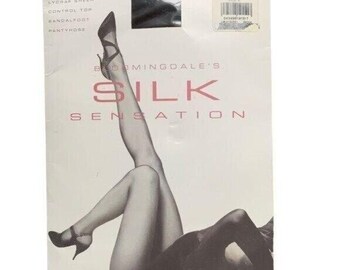 Vintage Bloomingdale's Silk Sensation Sheer Pantyhose Ground Coffee Sz B