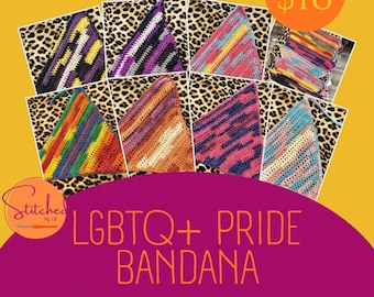 Handmade Crochet Pride Bandana – LGBTQ+ Festival Hair Kerchief, One Size