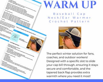 Crochet Baseball Cap Ear Warmer Pattern | Beginner Neck Gaiter PDF Digital Download