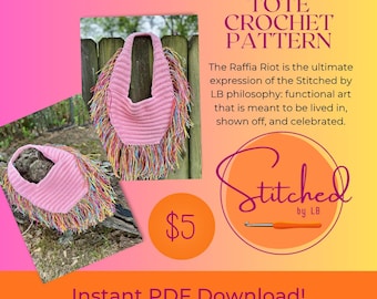 The Raffia Riot Tote - Crochet Bag - Fringe Trim - Festival Season - Boho Vibes