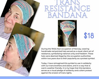 Trans Resistance Bandana | Hand-Crocheted Solidarity for Trans Rights