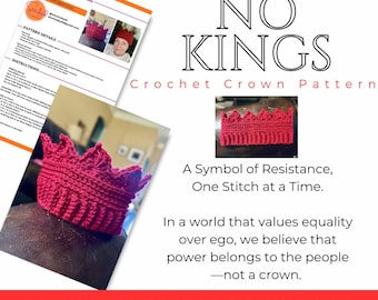 No Kings Crochet Crown Pattern | Activist Crochet | PDF Download | Support the ACLU