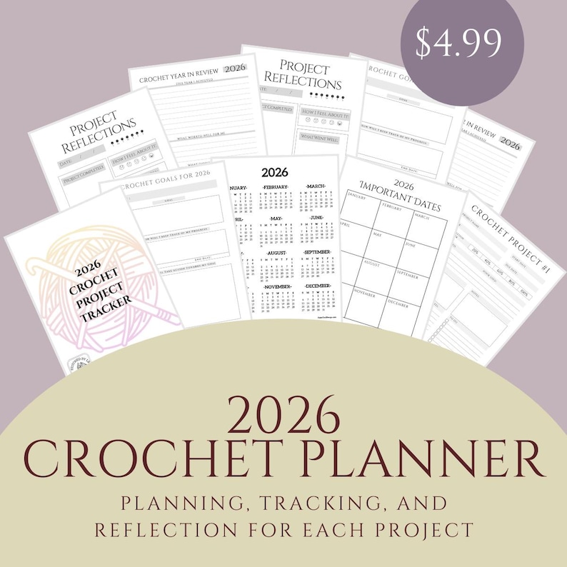 2026 Crochet Project Planner and Log With Reflections - Etsy