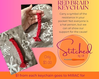 Red Resistance Norwegian Hat Braid Keychain - Zipper Pull - Purse Charm