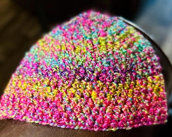 Hand-Crocheted Fireside Beanie in Fuchsia Palooza – Colorful Chunky Winter Hat – Crochet Toque - Toboggan - Cap