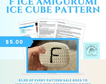 F ICE Crochet Cube Pattern:  Amigurumi PDF Stuffie Stuffed Stress Ball Craftivism Human Rights