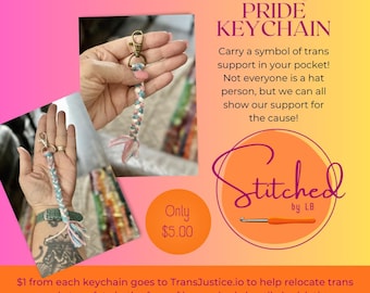 Trans Pride Support Resistance Keychain Zipper Pull Bag Charm Norwegian Braid Hat Alternative
