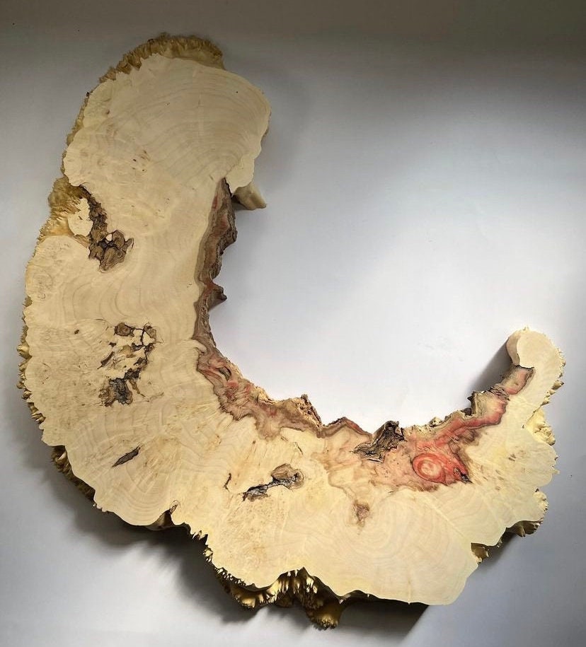 Dalle En érable Loupe – Bord Vivant, Dimensions 45 1/2 X 10 3/8 X 7/8 Pouces, Motif Burl Unique