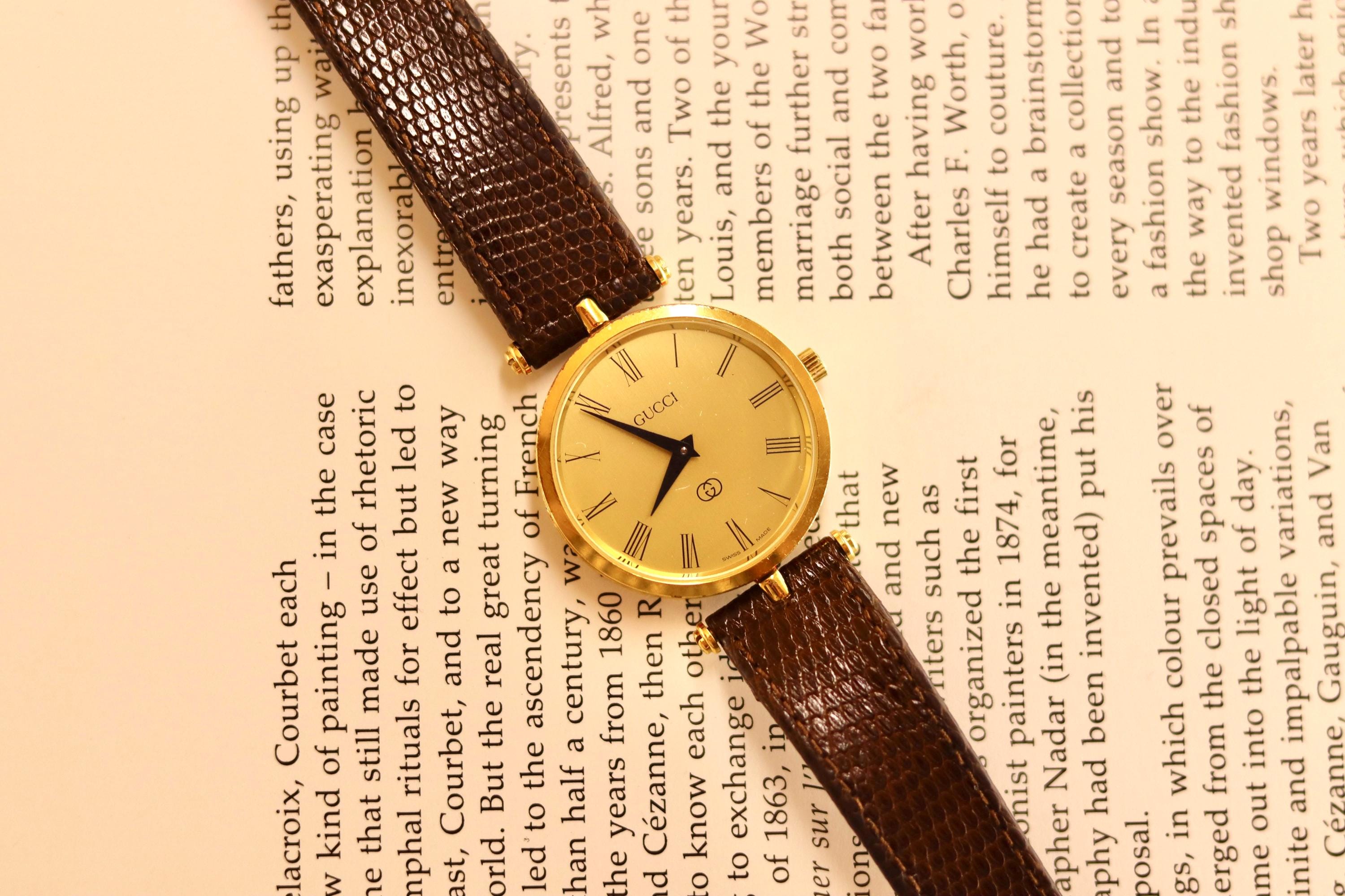Vintage Gucci 1980’s Two Toned Wristwatch Brown Lizard Strap . An icon, reintroduced ✨ The Gucci Play Watch revives the  main image 3