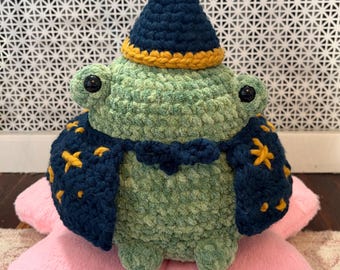 Herbert the Jumbo Wizard Frog - Handmade Crochet Frog