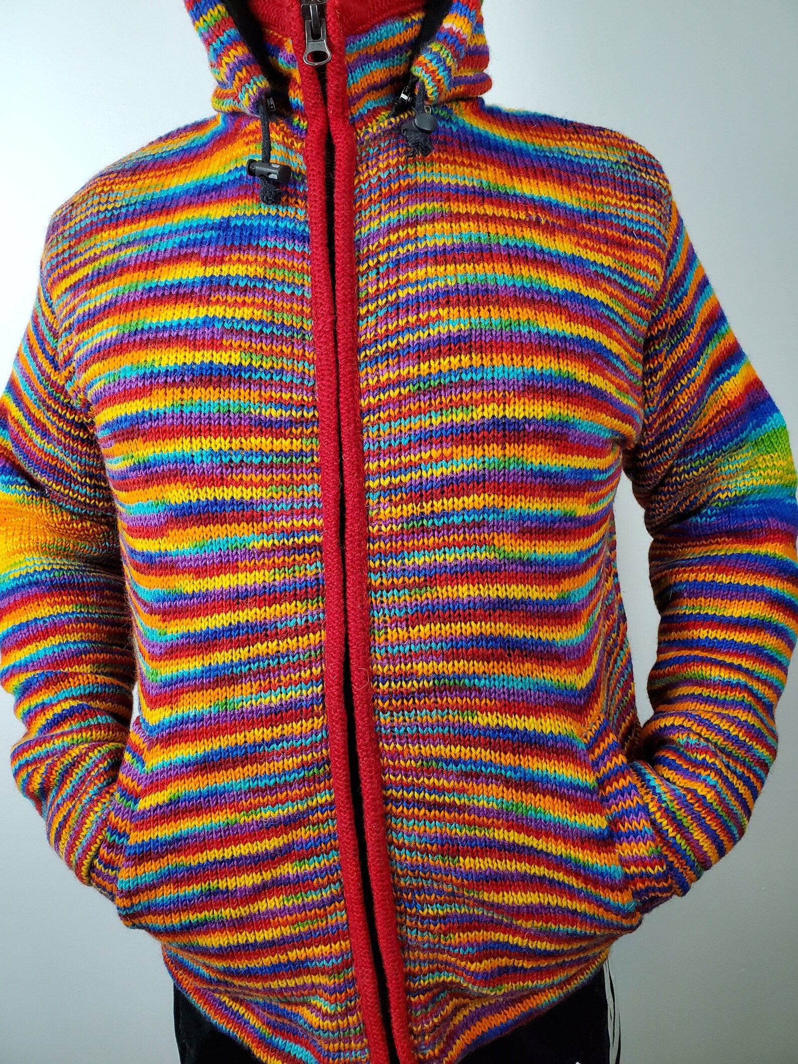 ExtraWarm Hippie Jacket Double Knitted Thick Himalayan Wool Etsy