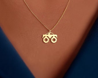 Monster Truck Necklace - Off-Road Lover Pendant - Fun Truck Charm for Boys and Kids - 925 Silver or 18k Gold Plated Jewelry