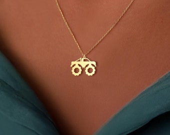 Monster Truck Necklace - Off-Road Lover Pendant - 4x4 Vehicle Necklace Unique Gift for Truck Enthusiasts -18k Plated Gold or Sterling Silver