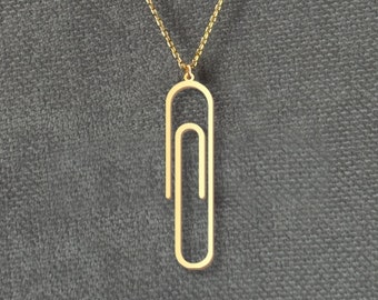 Minimalist Paperclip Necklace - Unique Teacher Everyday Pendant - Sterling Silver or Gold Plated - Modern Office Inspired Jewelry Gift