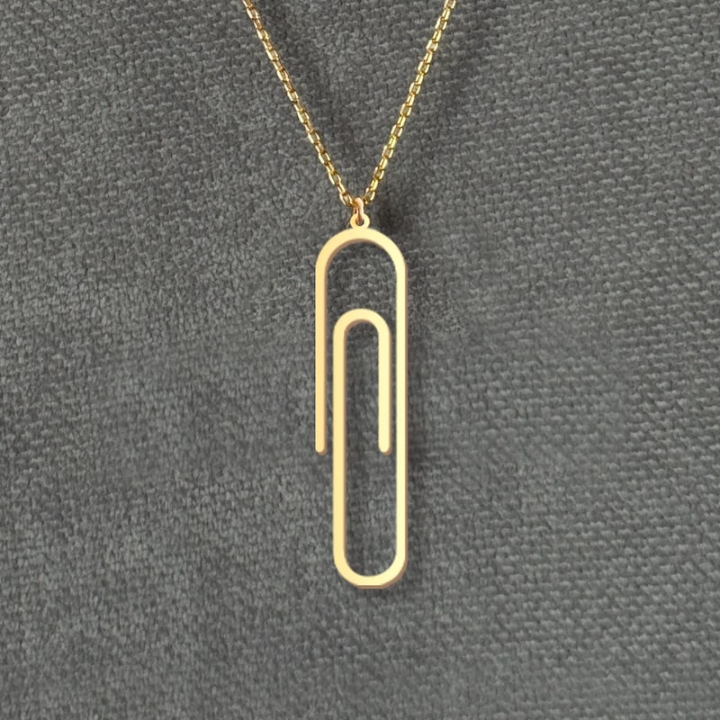 Personalized Minimalist Paperclip Necklace, Unique Teacher Everyday Pendant, Modern Office Inspired Jewelry Gift