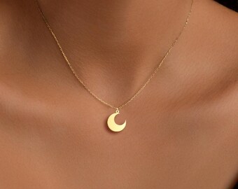 Minimal Crescent Moon Necklace - Gold Plated Moon Pendant - Celestial Symbol Jewelry - Silver Moon Charm Necklace
