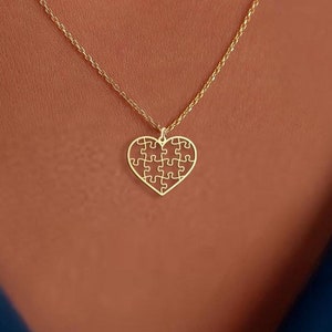 Puzzle Heart Necklace - Interlocking Heart Pendant - 925 Sterling Silver or 18k Gold Plated - Unique Gift for Puzzle Lovers