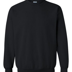 May include: A black long-sleeved sweatshirt with a crew neck.