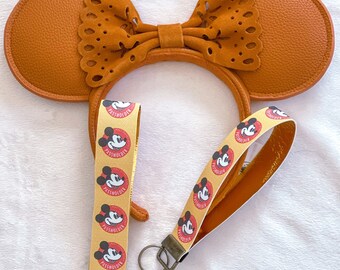 Disney themed faux leather key fob, annual passholder keychain, Park snacks, haunted mansion, Epcot ball