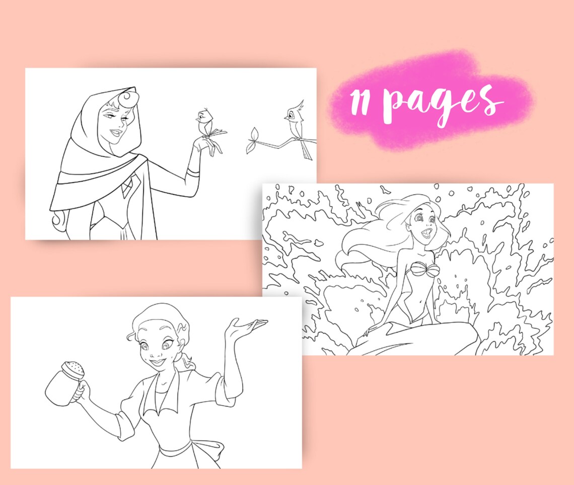 Disney princess Coloring Book/Digital/Instant Download | Etsy