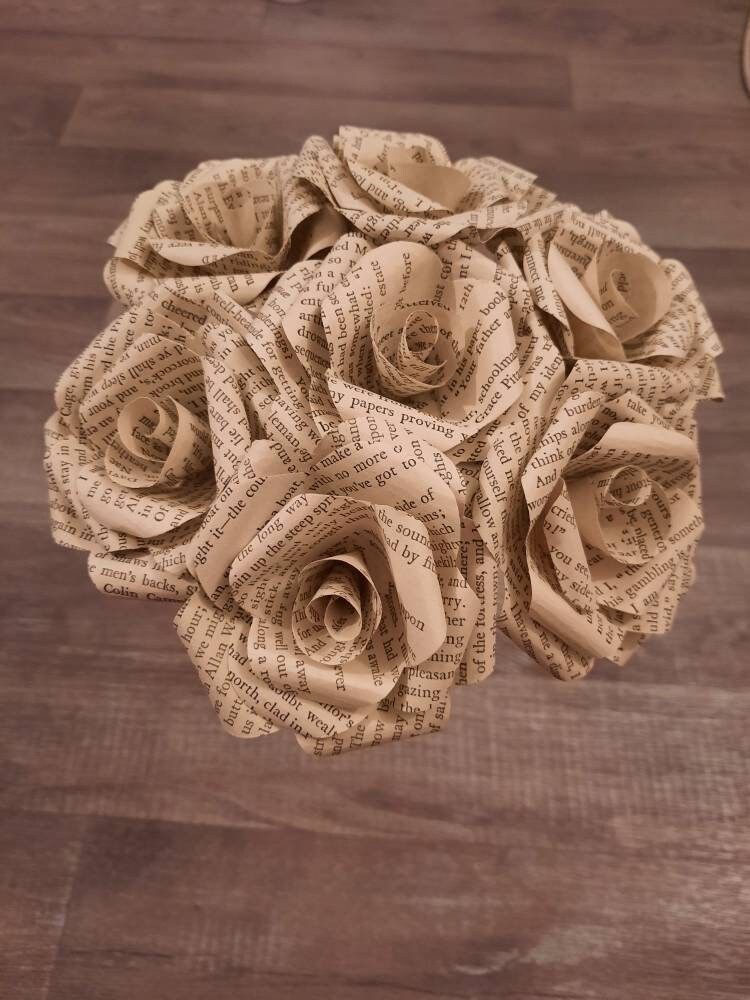 Paper book flowers book page flowers Etsy